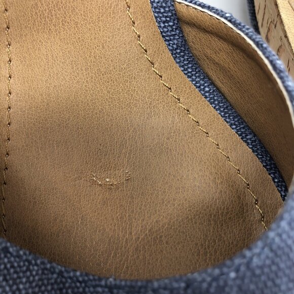 14th & Union Sandals Womens 8.5M Blue Fabric Peep Toe Slingback Chunky Cork Heel - Picture 9 of 9